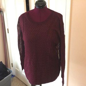 ALLIE & ROB BURGUNDY SWEATER SIZE LARGE OPEN WEAVE
